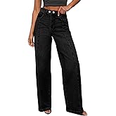 Sidefeel Women's Wide Leg Jeans High Waisted Stretchy Baggy Front Seam Denim Pants
