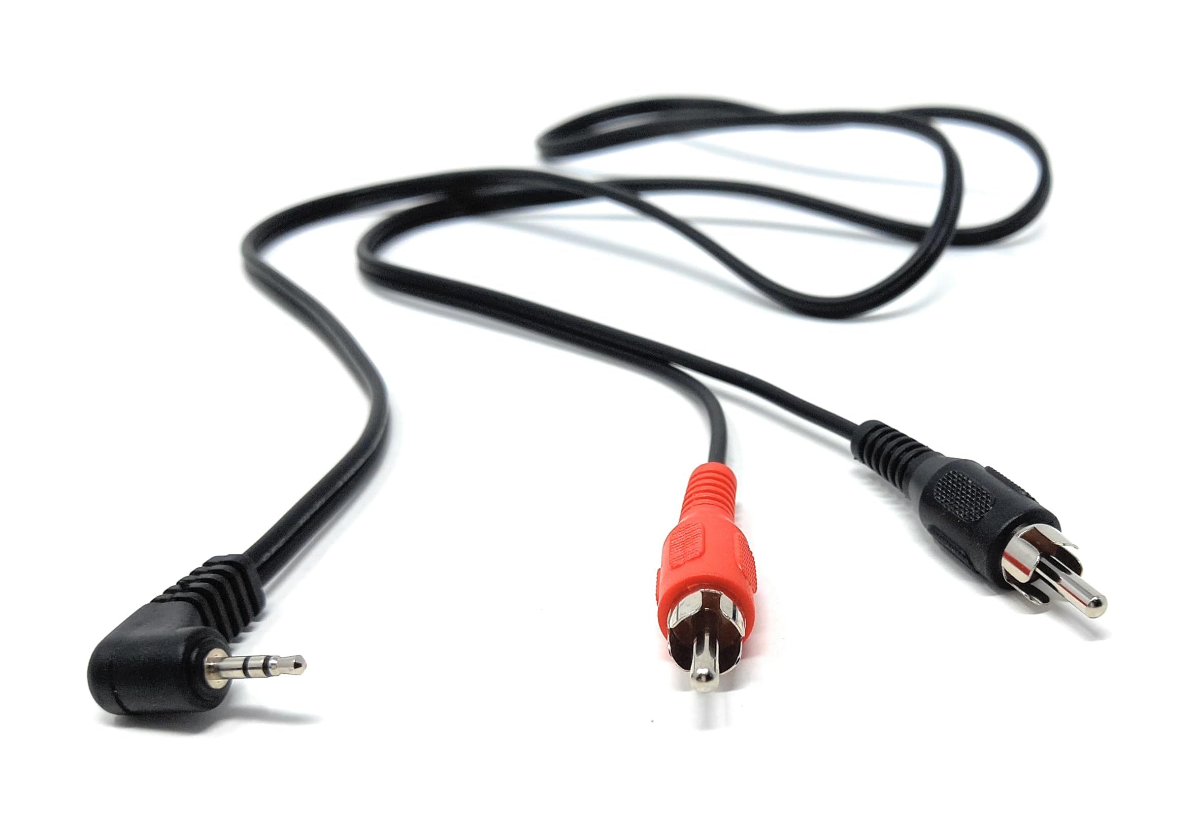 DRUT 1m 2.5mm Stereo Right Angled Jack Plug to 2 x RCA Phono Plugs Audio Cable Lead 3.3ft