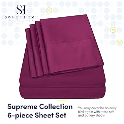King Size Bed Sheets - 6 Piece 1500 Supreme