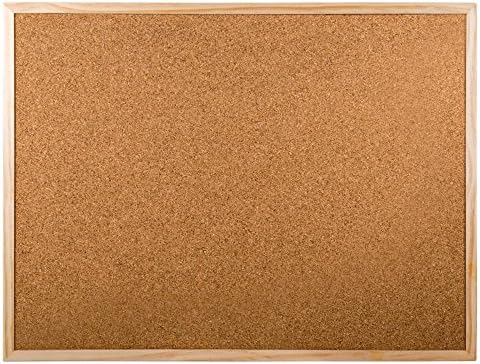 Office Works, Large Wood Cork Board, Pack of 6, 24 x 18 inches, Beige