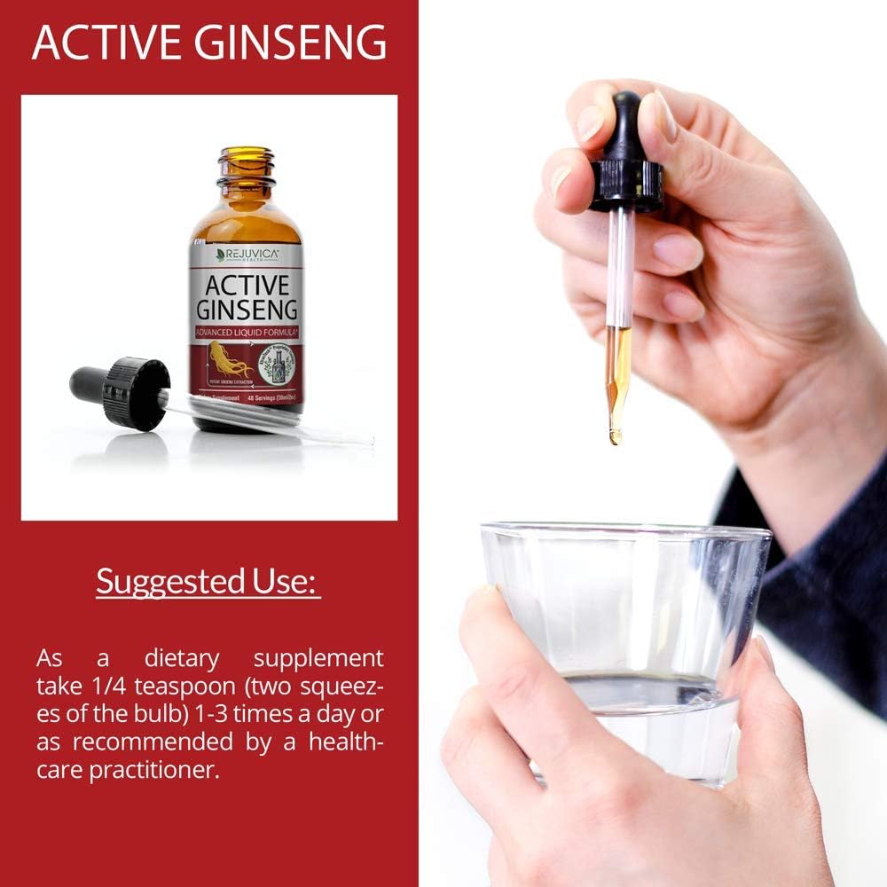 Active Ginseng Korean Red Panax Ginseng with Natural Ginsenosides - All-Natural Advanced Liquid Solution for 2X Absorption - Supports Healthy Energy, Vitality, Mood and More: Health & Personal Care