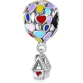 Doyafer Colorful Hot Air Balloon Cabin Pendant 925 Sterling Silver Pendant Fit Women's Bracelet Necklace Charms Family Friends Birthday Gift