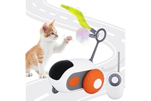 LELEAN Remote Control Cat Toy for Indoor Interactive Turbo Tail 2.0 Cat Toy Automatic Moving Eemote Mouse Smart Electric Teazys Cat Toy Mobile Car Toy, Orange