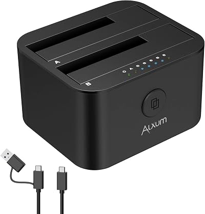 Alxum USB C A Dual Bay Docking Station 5Gbps SATA HDD SSD Clone