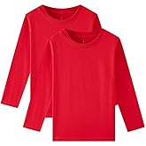 Huata Boys Girls Long Sleeve T-Shirt Unisex Crewneck Tee 2 Packs