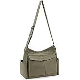 AMXNX Canvas Tote Bag for Women Casual Hobo Crossbody Shoulder Bag Large Purse Messenger Bag with Zipper Travel Work