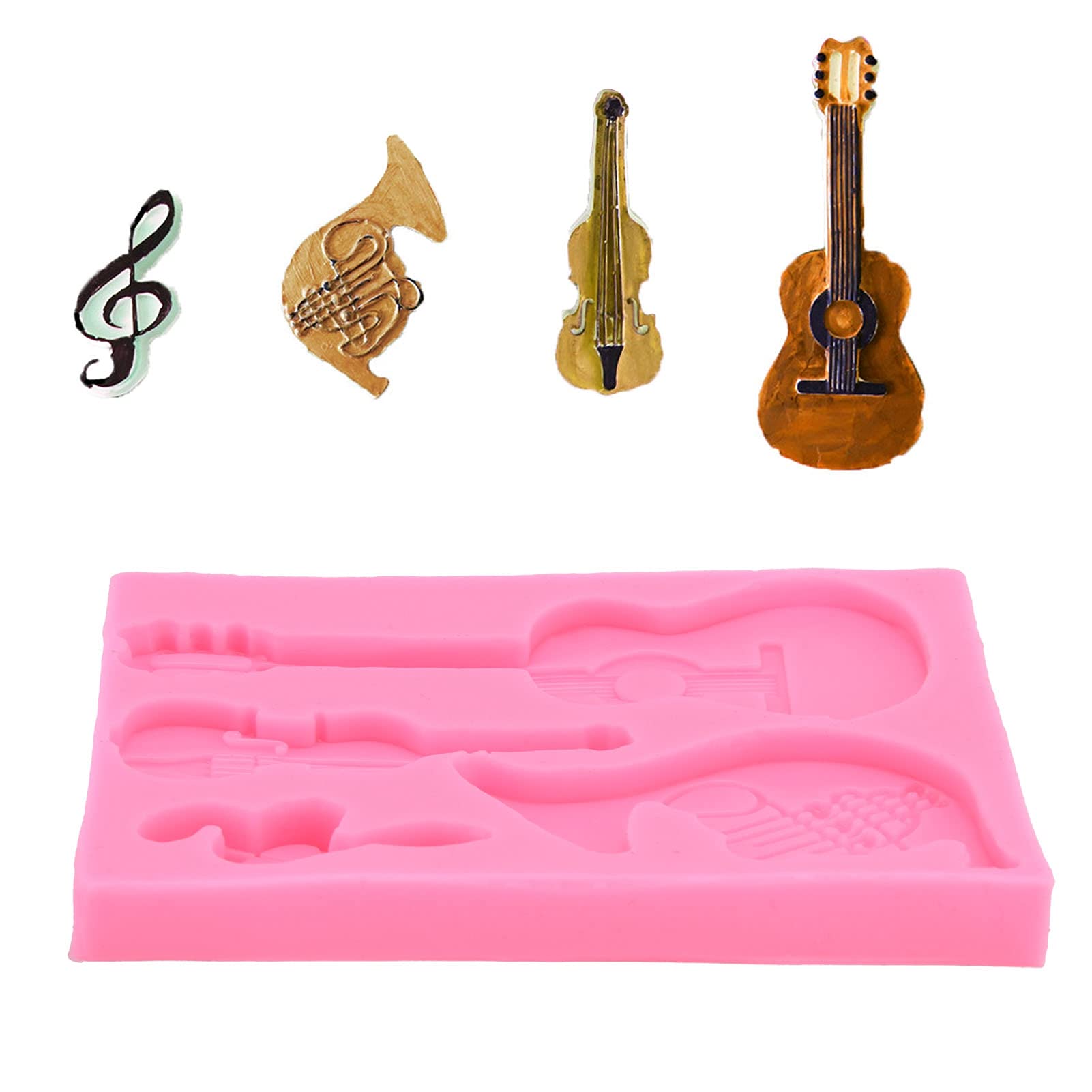 01 Chocolate Mould, Detachable Guitar Shape Non-Stick Silicone Mould for Home Kitchen