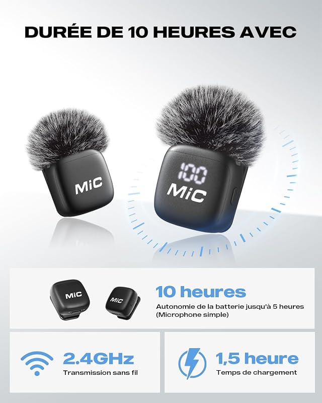 Micro Cravate sans Fil – Plug & Play,Parfait pour TikTok & Vlogs