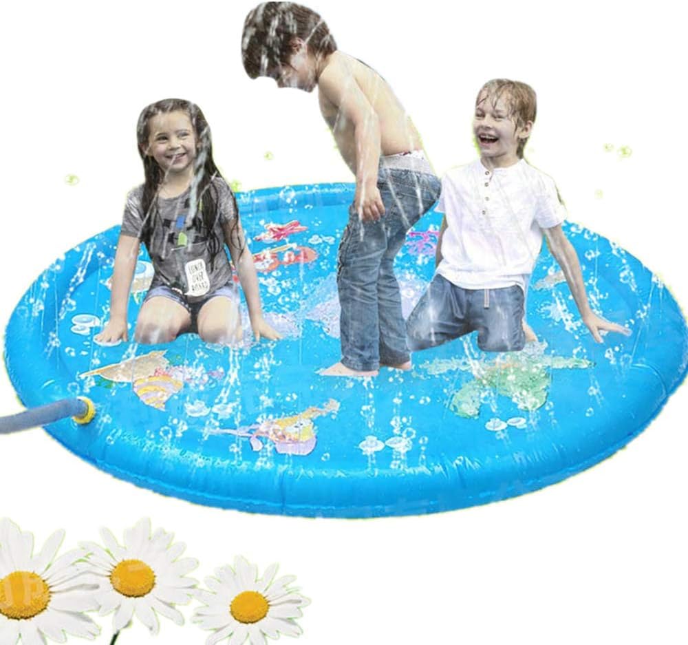 veyikdg Sprinkler pad Play Mat ,Sprinkle and Splash Play Mat Inflatable Water Spray Outdoor Fun Toy For Children Kid Family Activities Summer Swimming Party Beach Water Sprinkler Pad (blue)