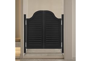 PINELICORN Interior Swinging Doors Saloon Door Wood Cafe Door with Metal Hinges for Bar Porch Stairs Bedroom Entrance Partition (Black, 35.43x35.43in)