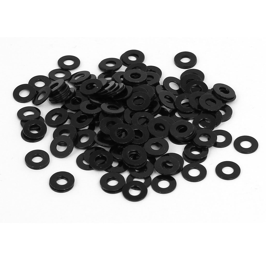 sourcingmap M3 x 7mm x 0.5mm Black Zinc Plated Flat Washers Spacers Fastener 200PCS