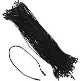 200Pcs 7.8 Inch/20cm Cotton Hang Tag String Fasteners, Hanging Rope Snap Lock Pin Loop Fastener Hook Ties Plastic Tags Ties for Clothes Tag, Price Tags, Shoes Snap Lock, Luggage Label (Black)