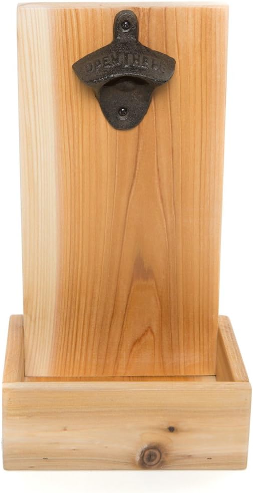 Cedar Indoor/Outdoor Bottle Opener with Cap Catcher