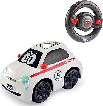 Chicco Fiat 500 Rc Voiture De Sport Telecommandee Chicco Radiocommandee Avec Volant Intuitif Vehicule A Moteur Rc Avec Sons Et Klaxon Jouets Pour Enfants De 2 A 6 Ans Blanche
