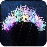JAKAWIN Light Up Tiara Silver Glowing Pearl Headpiece for Women