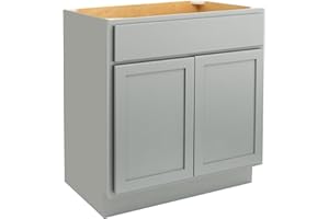 QUICKLOCK CABINETS Quicklock RTA (Ready-to-Assemble) | Bathroom Vanity Cabinets - Shaker Style | Made in America | Soft Close Hardware | (Magnetic Gray, 36" W x 34.5" H x 21" D)