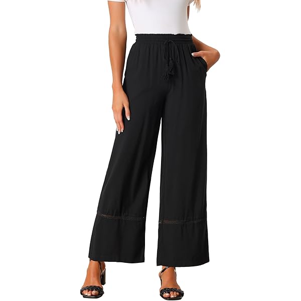 RIMLESS 7 Women's Twill Wide Leg Pants Comfy Business Work Crop RIMLESS 7 Women's Twill Wide Leg Pants Comfy Business Work Crop
