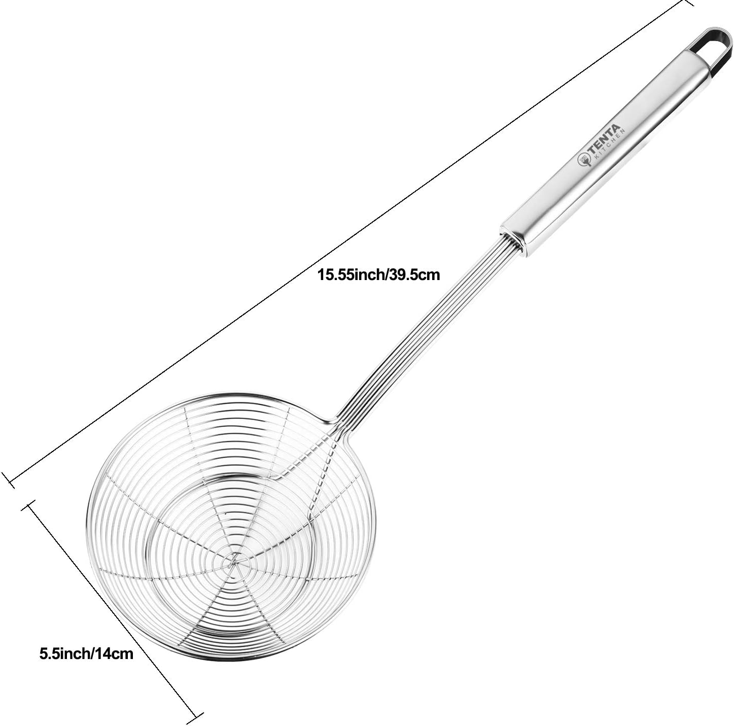 Tenta Kitchen Stainless Steel Wire Strainer, Bamboo Handle (Strainer, 5.5 inch 1 hooking) - Image 3
