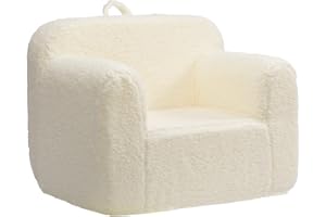 ALIMORDEN Kids Ultra-Soft Snuggle Foam Filled Chair, Toddler Cuddly Sherpa Reading Couch for Boys and Girls, Cream