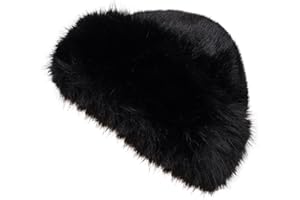 Sdfvsdg Womens Faux Fur Hat Winter Thickened Bucket Hat Warm Faux Fur Hats Plush Mongolian Hats Russian Beret for Women