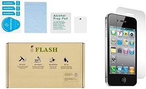 iFlash® 2 Pack of Premium Tempered Glass Screen Protector For Apple iPhone 4S/4 - Protect Your Screen from Scratches and Bubble Free - Maximize Your Resale Value - 99.99% Clarity and Touchscreen Accuracy (2Pack, Retail Package)