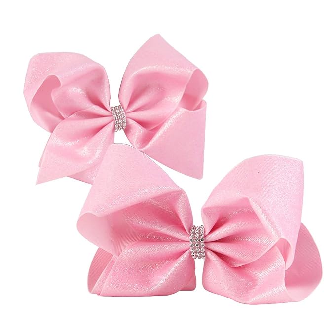 8 Hair Bows With Alligator Clips Glitter Grosgrain Ribbon Bow