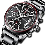 Mens Stainless Steel Watches Men Chronograph Waterproof Sport Date Quartz Wristwatch Classic Watch