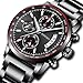 Mens Stainless Steel Watches Men Chronograph Waterproof Sport Date Quartz Wristwatch Classic Watch