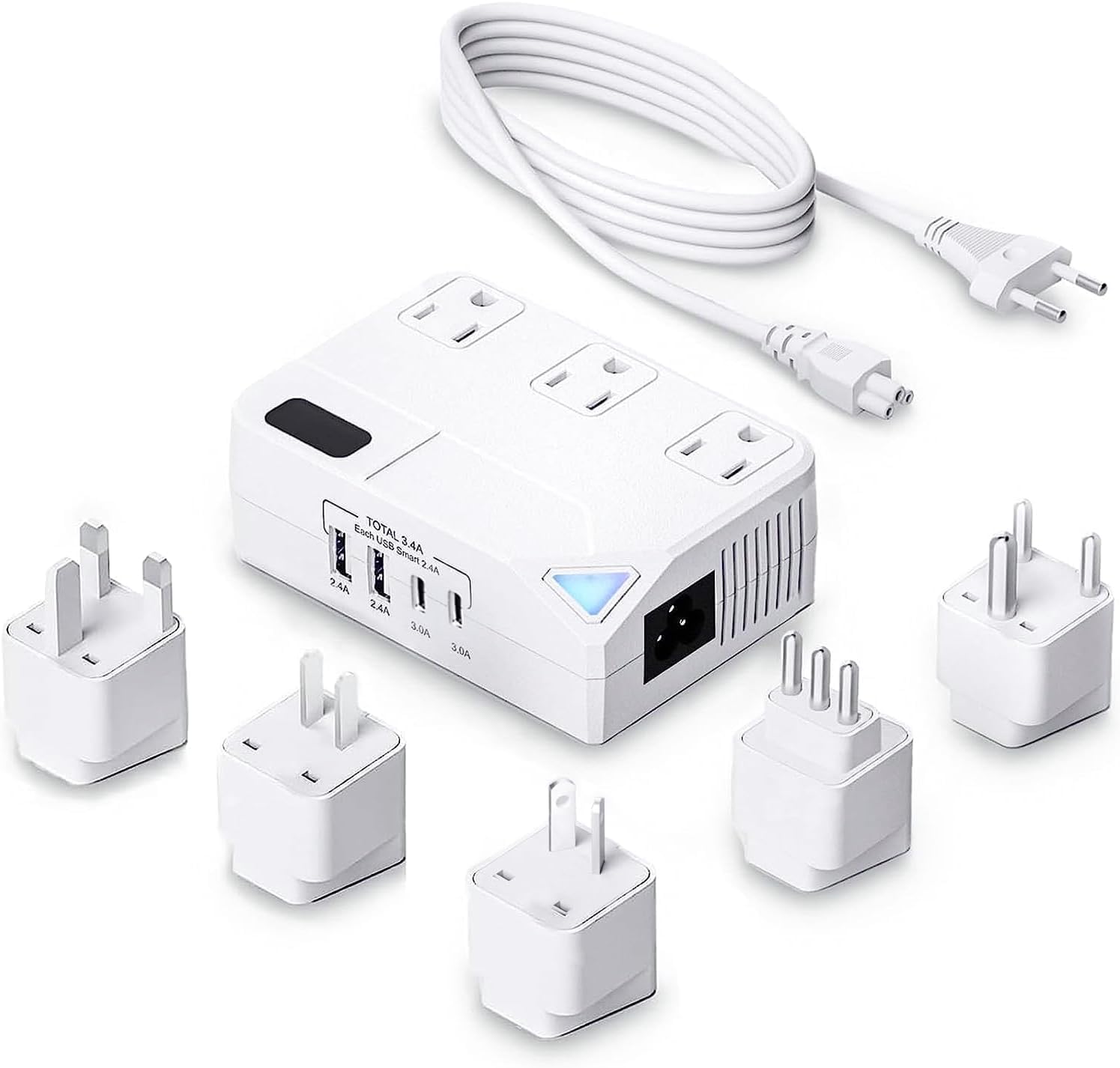 Photo 1 of 250W Conversion Plug, International Travel Converter with 2 USB and 2 USB-C Ports, lowering 220V to 110V for 100V-240V Areas and Different Countries Plugs Using US Electrical Devices