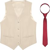 MagicSite Boy's 4 Button Formal Suit Vest with Tie