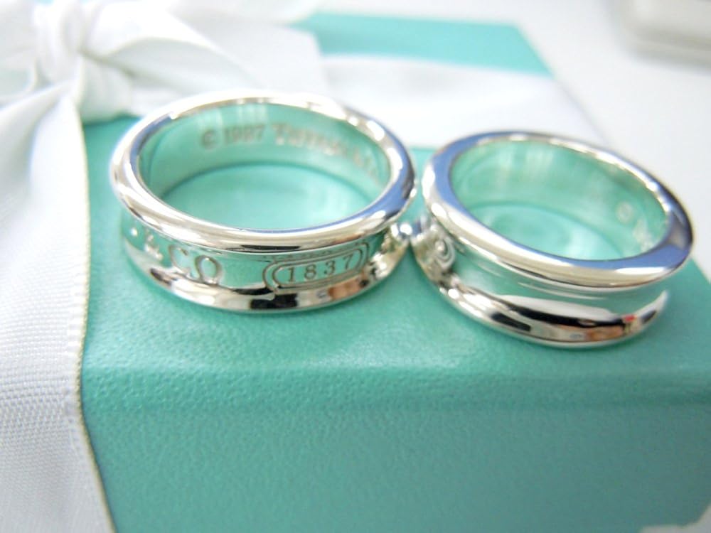 Amazon 本物 Tiffany Co ティファニー 男女 ペア リング セット 17 只今文字刻印無料 Pa001 シルバー ジュエリー 結婚記念日 リング 正規 リング 通販