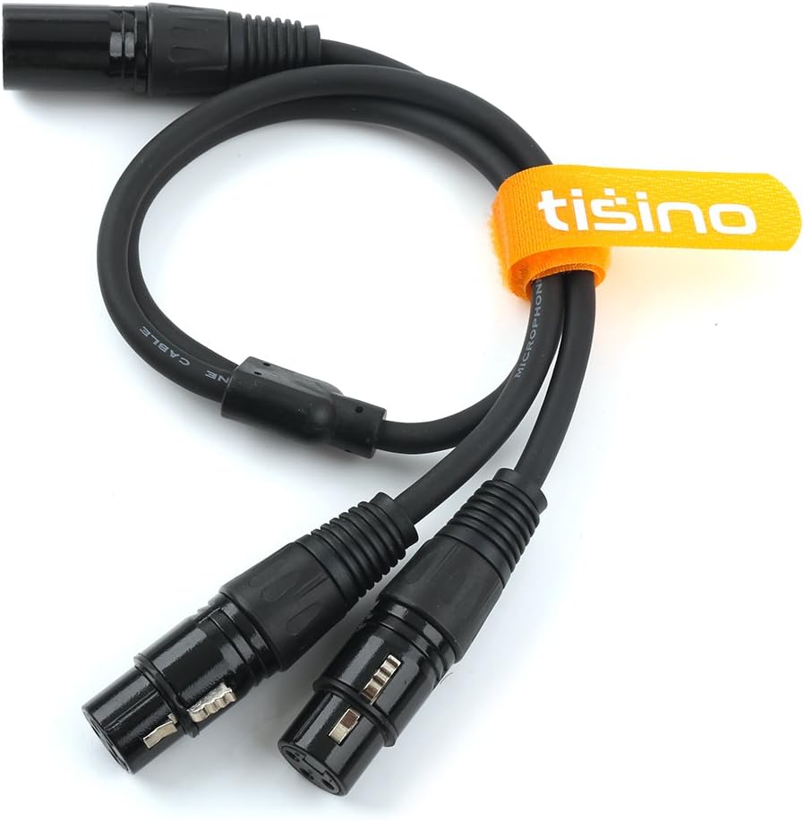 Tisino Y Cable, XLR Mic Combiner, Balanced Microphone Adapter (2 Female to 1 Male) - 2m, Black, 1,5 m - Image 3
