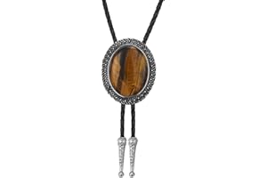 Bolatilt Bolo Tie for Men Women Cowboy Turquoise Celtic Natural Tiger Eye Stone Longhorn Bull Western Leather Bolo Necktie