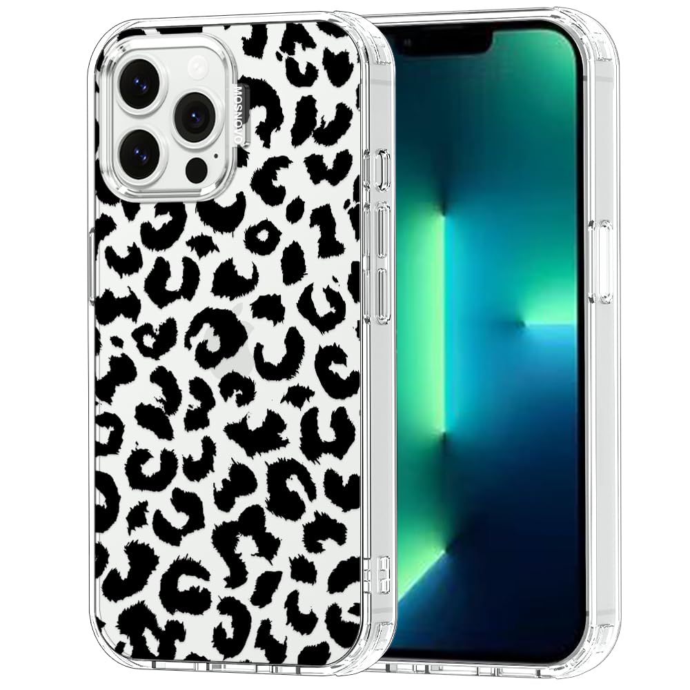 MOSNOVO Case for iPhone 13 Pro Max, [Buffertech 6.6ft Military-Grade Drop Protection] [Anti Peel Off Tech] Clear TPU Bumper Phone Case Cover Design - Black Leopard Print