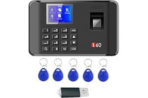 WEELIAO Time Attendance Machine Fingerprint Password Time Clock for Employee with Finger Scan, RFID and PIN Punching in One (I60 7.48" W x 4.72" H)
