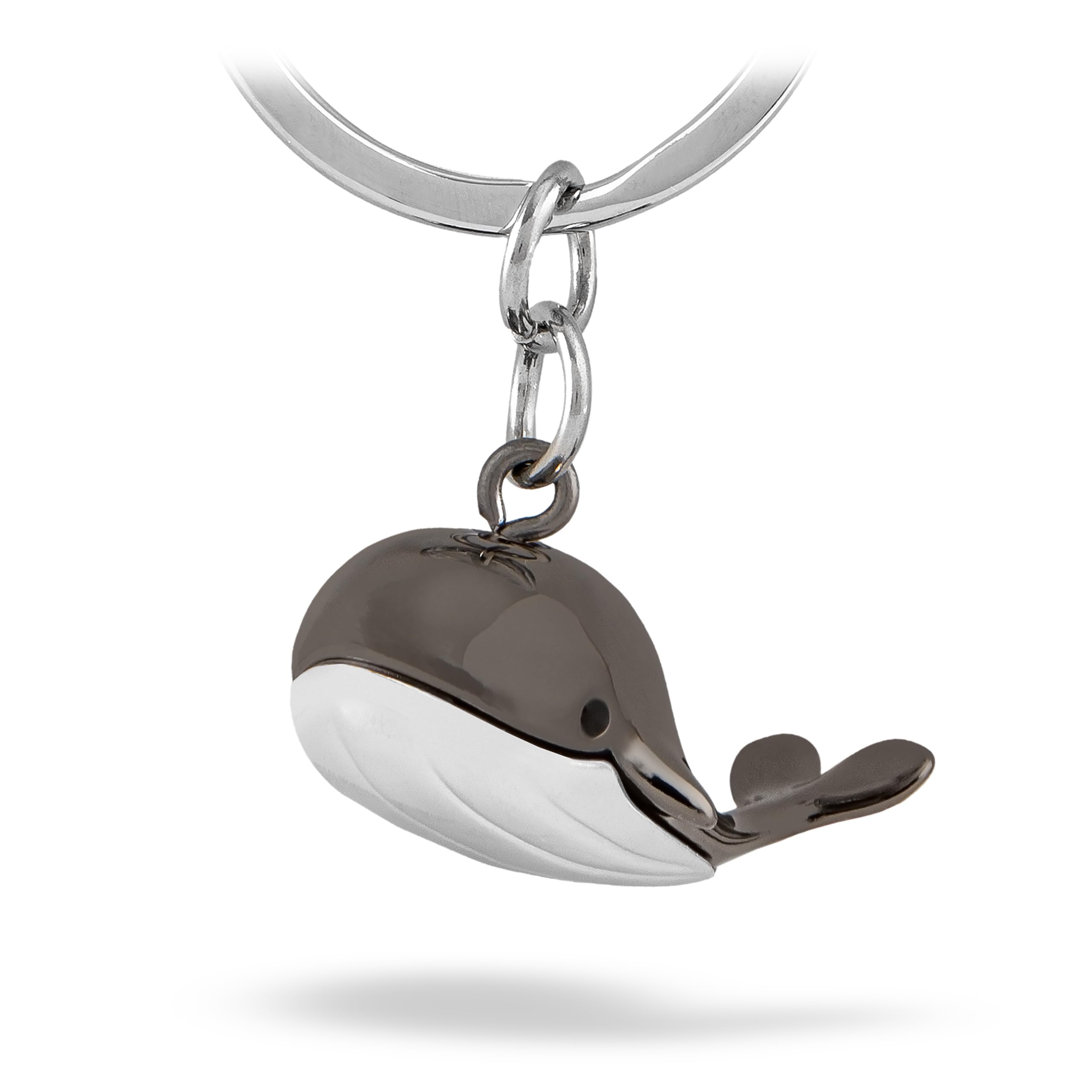 Troika Jack Pot - KR18-17/GM - Key Ring - Whale, Whale, Sea, Sea Mammal - Cast Metal - Shiny - Chrome Plated - Gunmetal Grey, Silver Original, black, 8,3cm, Classic
