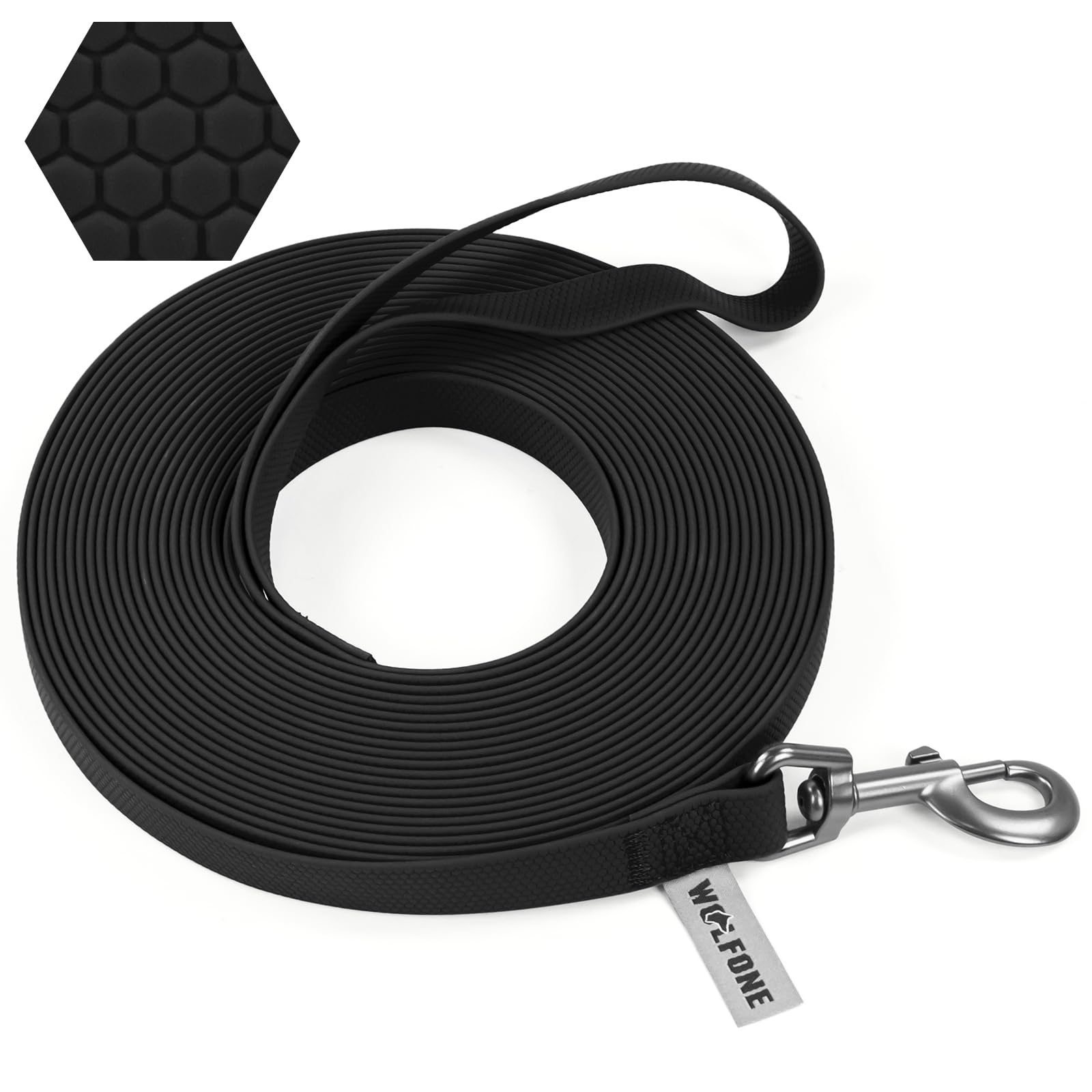 Wolfone Waterproof Long Recall Dog Lead with Anti-Slip Handle， Heavy Duty Robust Training Dog Lead for Outdoor Activities 3m Black