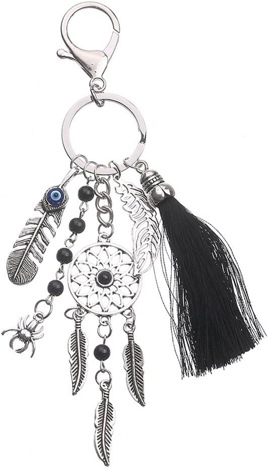 JUNGEN Dreamcatcher Keyrings Key Chain Key Loop Bag Pendant Personalised Gifts(Black)