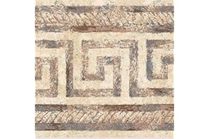 CONCORD WALLCOVERINGS ™ Wallpaper Border Vintage Pattern Greek Ornament for Cottage Bedroom Living Room, Cream Beige, 15 Feet by 7 Inches 777B2200
