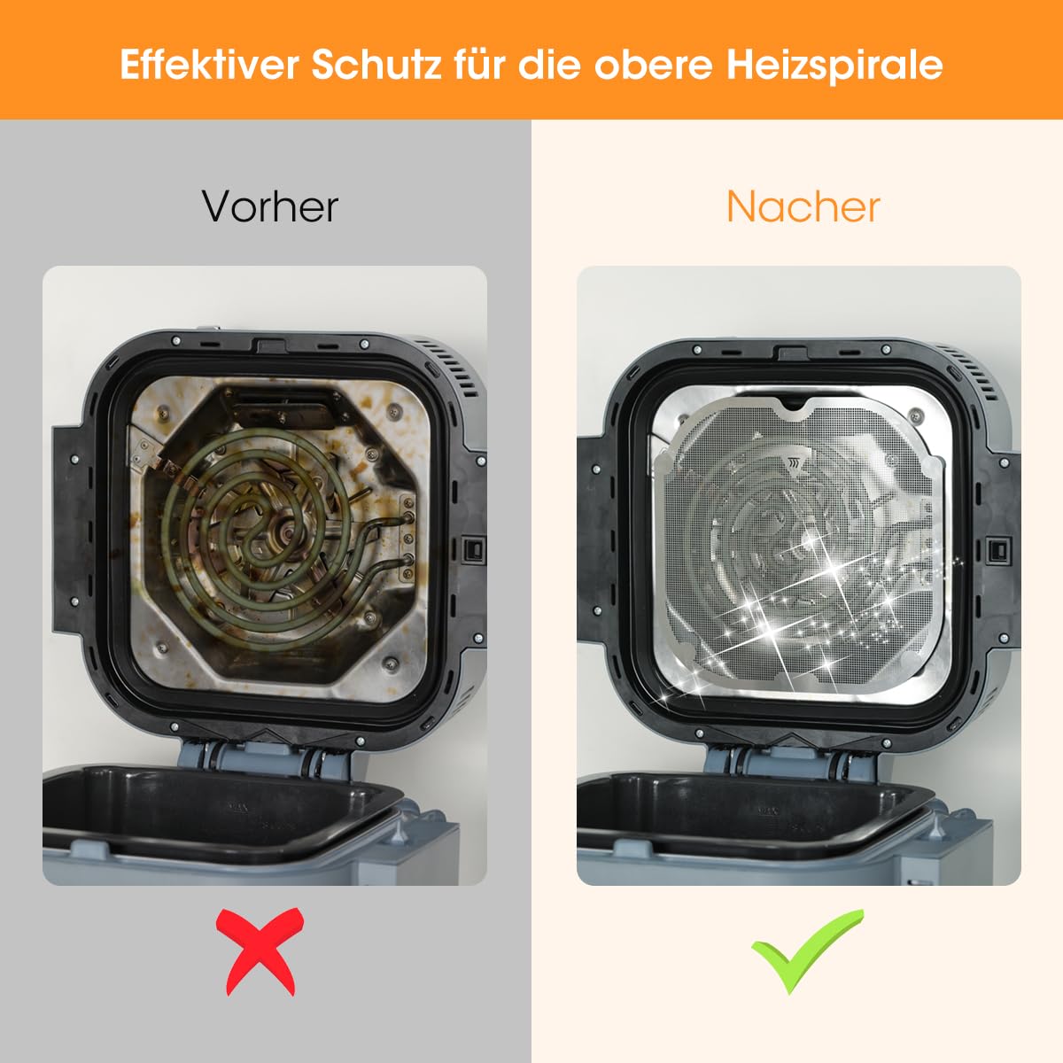 AIEVE Edelstahl Spritzschutz Feinmaschiger Fettspritzschutz kompatibel mit COSORI XXL 4,7L, COSORI ICONIC Airfryer und Ninja Speedi ON400EU 5,7L / AF140EU 4,7L / AF180EU 6,2L Heißluftfritteuse 2