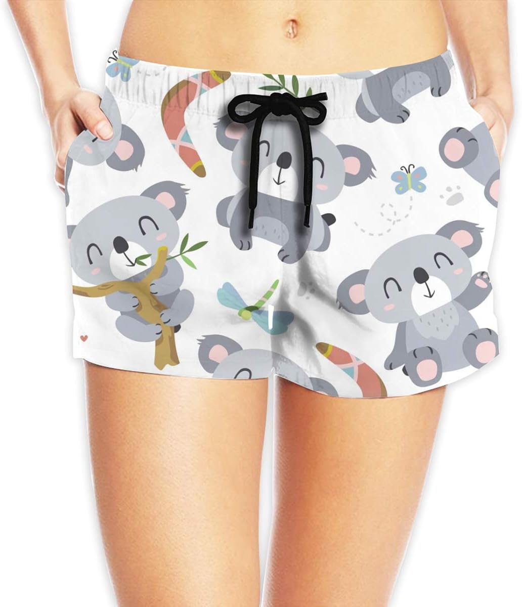 Redsheep Australian Koala Women's Beach Shorts Board Shorts with Pocket
