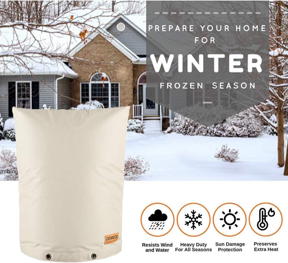 Backflow Preventers Protection, 16”W x 20”H Backflow Winter Cover, Insulated Cover Pouch for Irrigation Backflow Valve, Sprinkler Valves in Snow or Sun Exposure, Winterizing Backflow Preventers – Sand - - 