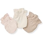 Burts Bees Baby Unisex Baby Mittens, 100% Organic Cotton, One Size 3-Pack Solid Color Infant Scratch Protection Mitts