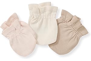 Burt's Bees Baby Unisex Baby Mittens, 100% Organic Cotton, One Size 3-Pack Solid Color Infant Scratch Protection Mitts