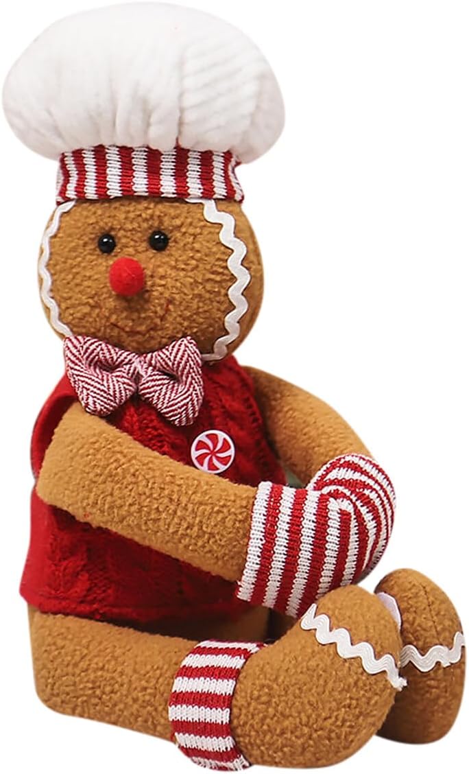 Tree Toppers - Gingerbread Man Christmas Tree Topper Decorations, Ginger White Red Green, Funny Xmas Plush Stuffed Gingerbread Hugger Decor for Christmas Tree Wine Bottle Curtain Ornaments, Type 2 Man