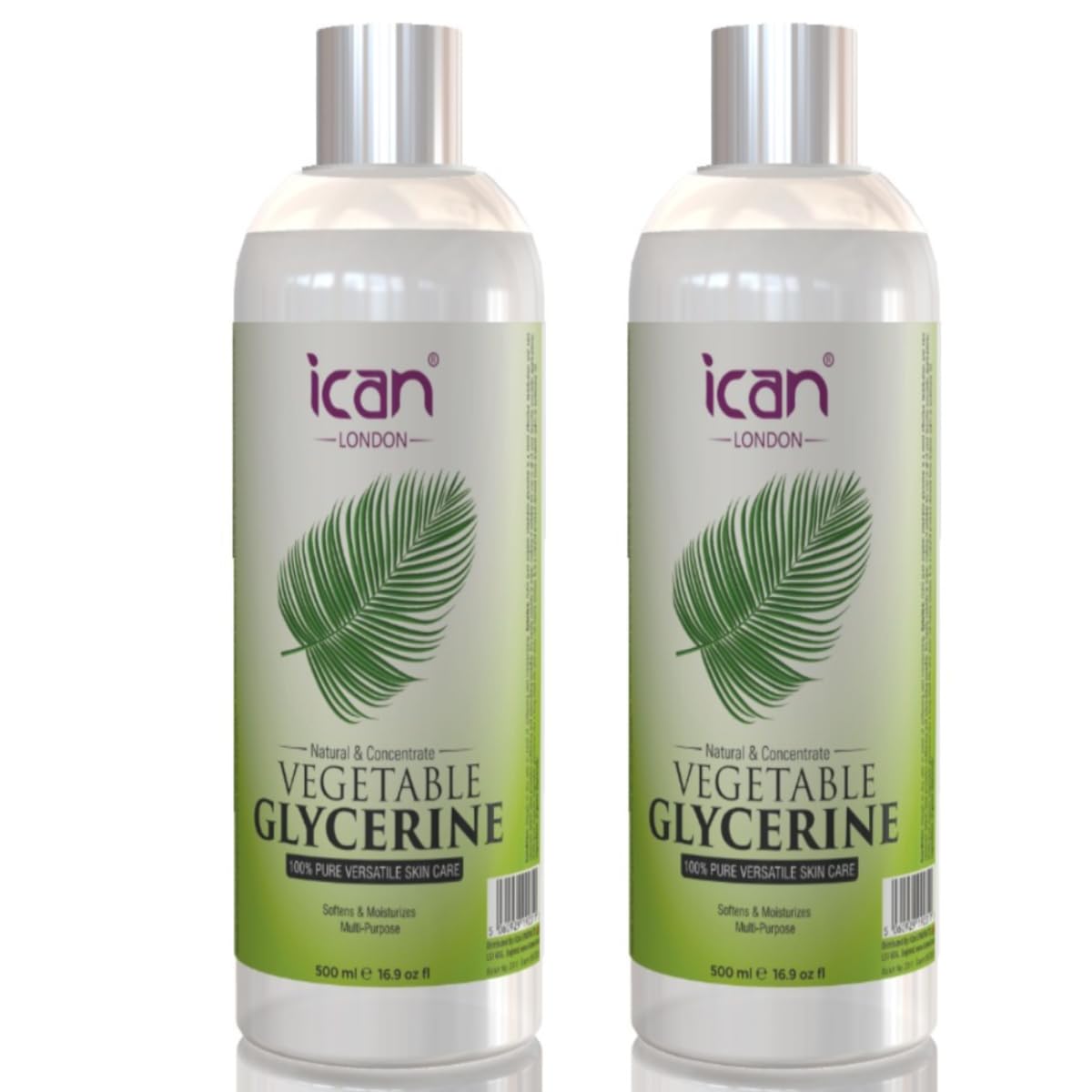 ICAN LONDON 100% Natural & Concentrate Vegetable Glycerine For softens & Moisturizes the skin (2 x 500ML)