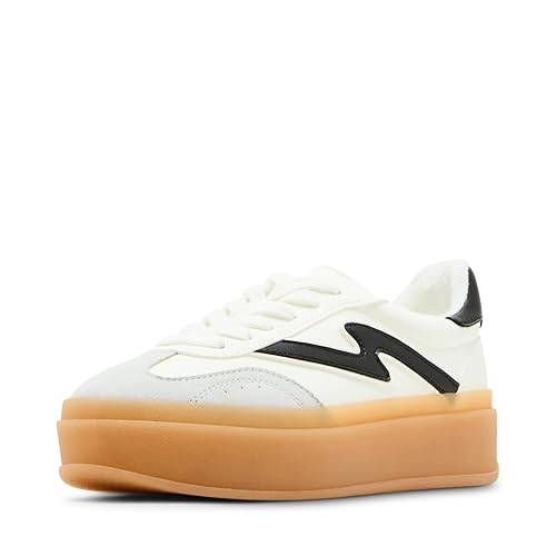 Madden Girl Women's Mightty Sneaker, White/Black, 6.5