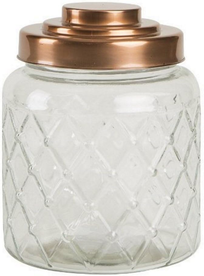 Lattice Glass Jar with Copper Finish Lid 2.6ltr Vintage Glass Storage Jar Amazon.co.uk