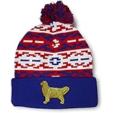 Custom Pom Pom Beanies for Women Golden Retriever Dog C Embroidery Skull Cap Winter Hats for Men 1 Size
