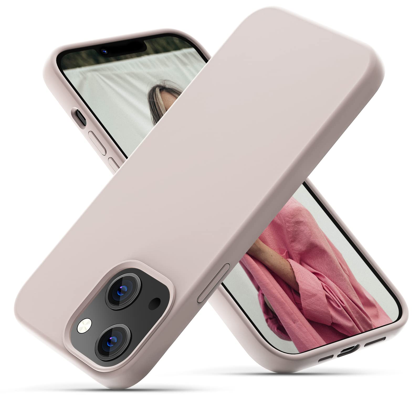 OitiYaa Silicone Case Compatible with iPhone 14 Case 6.1 Inch, Soft Ultra Slim Protective Shockproof Liquid Silicone Phone Case with Anti-Scratch Microfiber Lining, Chalk Pink — image 1